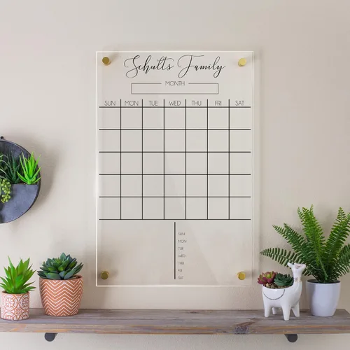 Miniatura 3 de Calendario acrílico personalizado para pared, se envía al día siguiente, hecho en Estados Unidos, planificador transparente de borrado en seco