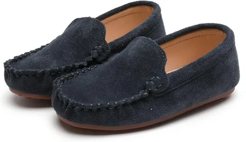 Miniatura 7 de DADAWEN Mocasines de piel de ante suave para niños y niñas pequeños, zapatos de vestir planos para barco, para boda, iglesia, zapatos Oxford