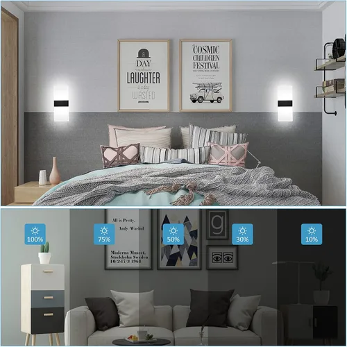 Miniatura 3 de Lightess Aplique de pared moderno regulable. Lámpara de pared de 12 W en negro, lámpara de pared interior de acrílico para dormitorio, sala