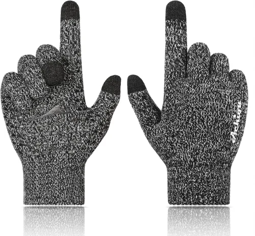 Achiou - Guantes de invierno, guantes para hombres y mujeres, guantes de correr cálidos para pantalla táctil mejorados con forro térmico de punto