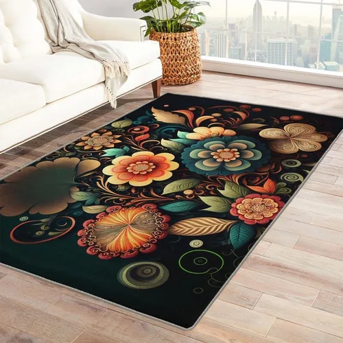 Alfombras de flores para entrada, dormitorio, sala de estar, alfombras de área de plantas florales de 2 x 3 pies, lavables, antideslizantes, suaves,