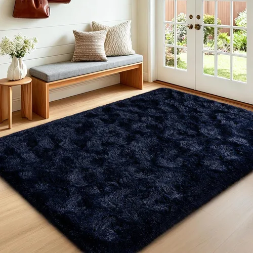 Miniatura 81 de Mugorn - Alfombra de 8 x 10 pies, alfombras grandes, esponjosas, suaves, peludas, antideslizantes, mullidas para interiores, color negro, 8 x 10 pies