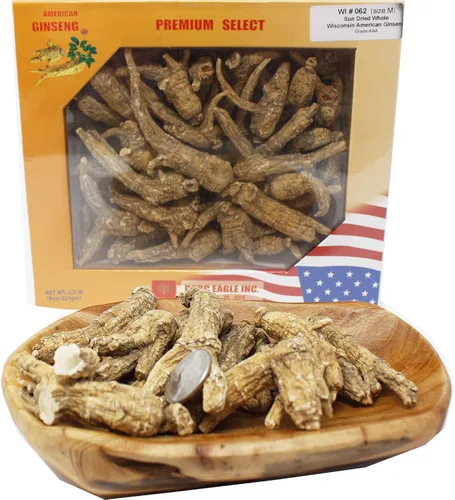 Miniatura 11 de 8 onzas = 8.01 oz/caja de raíz de ginseng cultivada de Wisconsin Americana seleccionada a mano Caja mediana larga y mediana