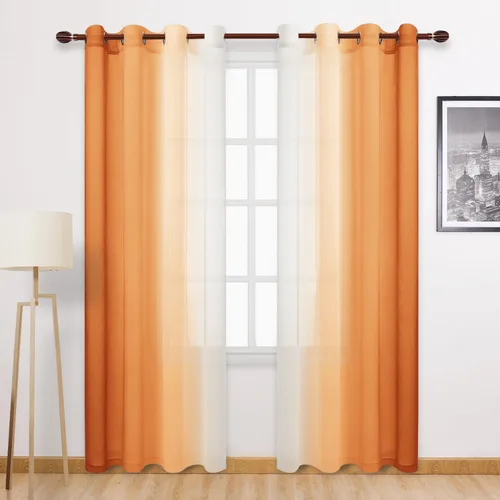 Miniatura 28 de DWCN Cortinas Transparentes de Lino Sintético Negro Degradado Ombré - Cortinas Semi Transparentes de Gasa con Ojales en la Parte Superior