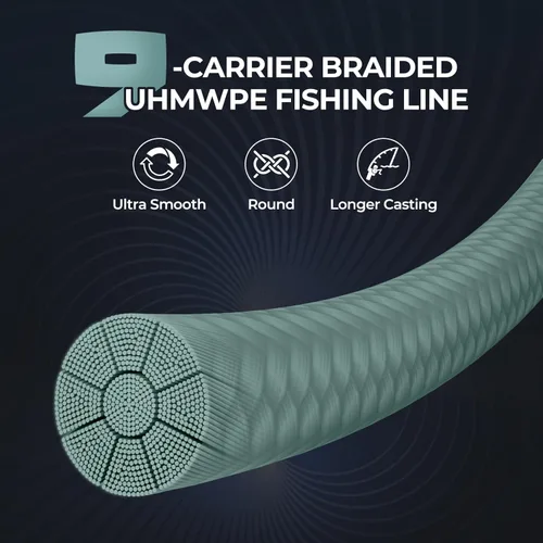 Miniatura 3 de KastKing Hammer Alpha 9 UHMWPE - Línea de pesca trenzada, fabricada en los Estados Unidos, fuerte y suave, redonda, 9 portadores, línea de pesca