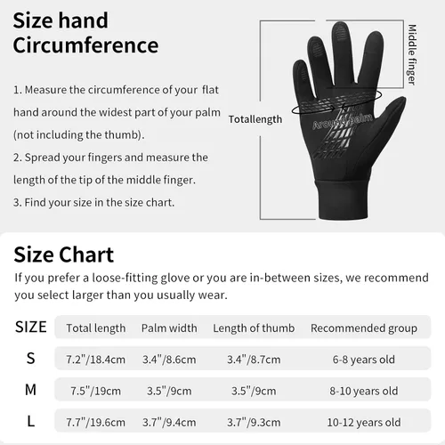 Miniatura 6 de Arcweg Guantes deportivos cálidos de invierno para niños, pantalla táctil, antideslizantes, para clima frío, para correr, montaña, nieve, esquí