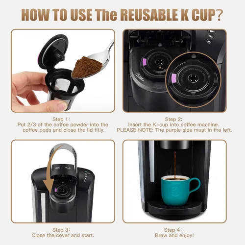 Miniatura 6 de K Cups reutilizables para K-eurig, paquete de 8 K Cups de cápsulas de café reutilizables, K Cup reutilizable universal para K-eurig 1.0 y 2.0