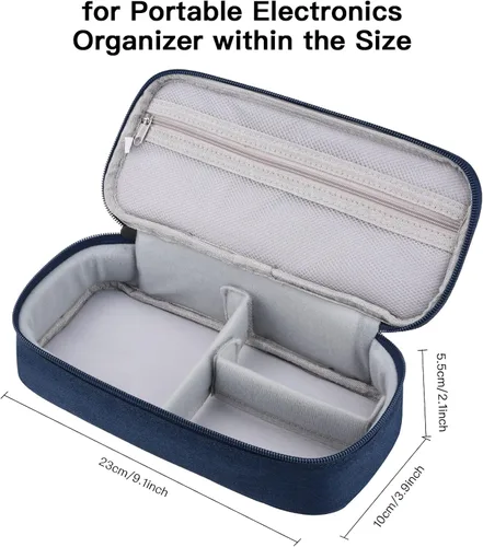 Miniatura 3 de Estuche organizador de artículos electrónicos, bolsa de transporte para artículos esenciales de viaje, para cable, cable de carga (azul marino)