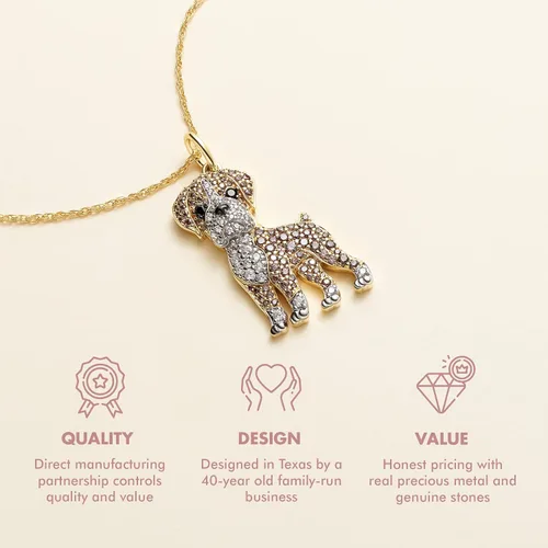 Miniatura 4 de SCAMPER & CO Dog Breed Pendant Necklace for Women and Girls - Genuine Gemstone and Cubic Zirconia Puppy Charm, Premium Sterling Silver Jewelry Gift