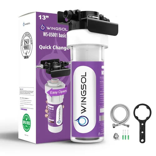 WINGSOL Filtro de agua para grifo de fregadero, reduce el cloro/PFAS/PFOA/PFOS/Olor/Sedimento, NSF/ANSI 42 y 53 Mejora el sabor, Indicación EZ