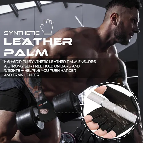 Miniatura 6 de BEAST RAGE Guantes de entrenamiento para hombres y mujeres, guantes de gimnasio sin dedos con protección de la palma, transpirables y ligeros