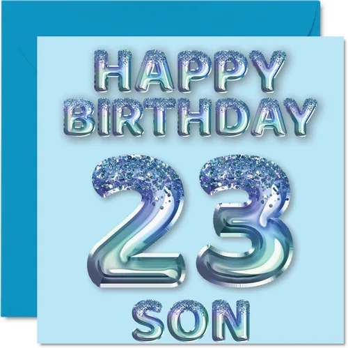Miniatura 217 de Stuff4 Tarjeta de primer cumpleaños para niños, globo de fiesta con purpurina azul, tarjetas de feliz cumpleaños para niño de 1 año, nieto, hijo, 57