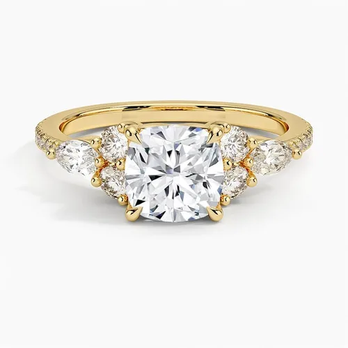 Miniatura 4 de IGI - Anillo de compromiso de diamante creado en laboratorio de 2.06 quilates con cuatro puntas de excelente talla, con marquesa lateral y diamantes