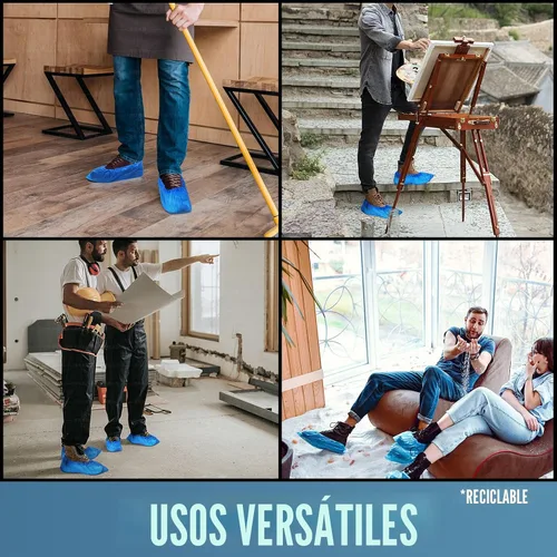Miniatura 5 de Buself Fundas desechables antideslizantes – Paquete de 100 (50 pares), fundas impermeables y reciclables para botines de zapatos para interiores, se