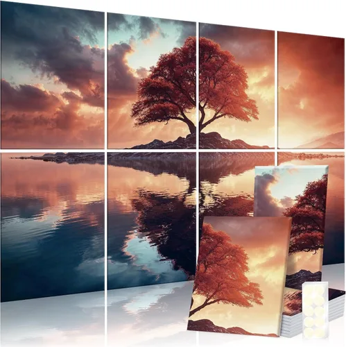 Paquete de 8 Paneles Decorativos Absorbentes de Sonido, Arte de Pared Absorbente de Sonido, Arte de Pared Acústico de 48 x 32 Pulgadas para