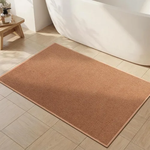 Miniatura 8 de YIHOUSE Juego de 2 tapetes de baño, color beige, ultrafino, absorbente, antideslizante, para baño, lavable, ducha, lavabo, lavandería