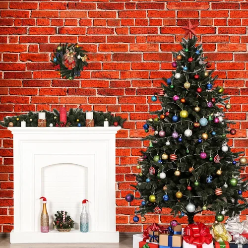 Miniatura 7 de Chuangdi Cortina de pared de piedra de ladrillo, cortina de pared de ladrillo, mantel extraíble para puerta, foto para Halloween, fiesta de Navidad
