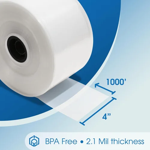 Miniatura 2 de Spartan Industrial Mini rollo de tubería plana de polietileno LDPE de 4 pulgadas de ancho, 4 pulgadas de ancho x 1000 pies de largo, 2 mil Ideal