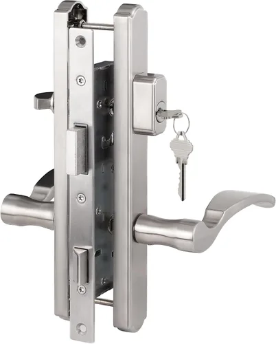 Miniatura 12 de House Guard Sistema de Manija para Puerta de Patio con Bisagras con Manija de Palanca, Juego de Cerradura de Mortaja Universal para Puertas de Latón