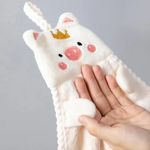 Miniatura 8 de Paquete de 3 toallas de mano colgantes de dibujos animados, toallas de mano colgantes para niños, para cocina, baño, hogar
