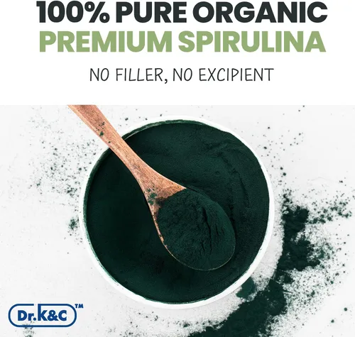 Miniatura 4 de Dr.K&C Suplemento orgánico de superalimento de espirulina – Microalgas verdes azules naturales puras 600 mg 120 cápsulas vegetales Salud Sistema