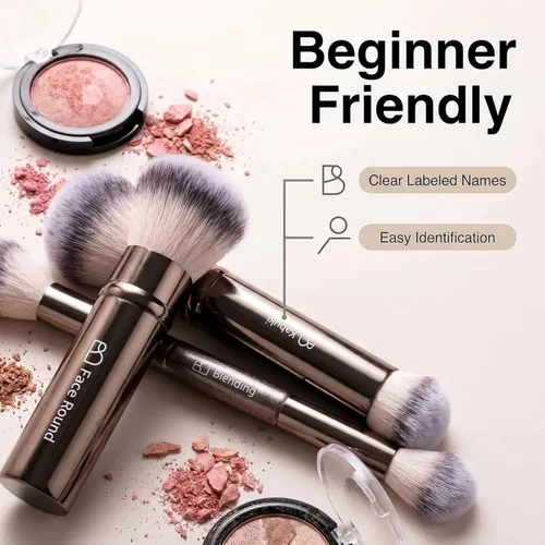 Miniatura 9 de Juego de brochas de maquillaje profesional BS-MALL con estuche de viaje, 20 brochas de maquillaje sintéticas para base, conce aler, rubor, polvo