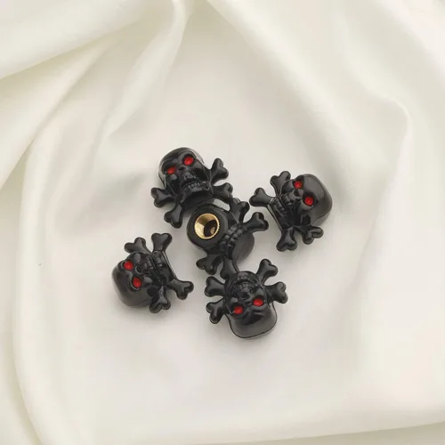 Miniatura 5 de MYOSPARK 5 piezas de dijes de cabeza de calavera negra Crossbones para amantes