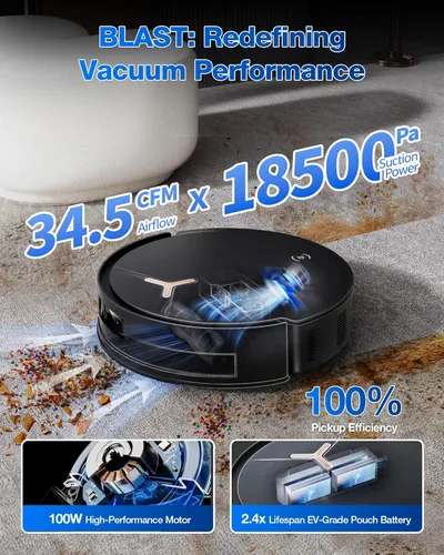 Miniatura 2 de ECOVACS DEEBOT T50 MAX PRO Omni Robot Aspirador y trapeador, succión de 18,500 Pa, elevación automática de 0.709 in, ZeroTangle y TruEdge 2.0, AIVI