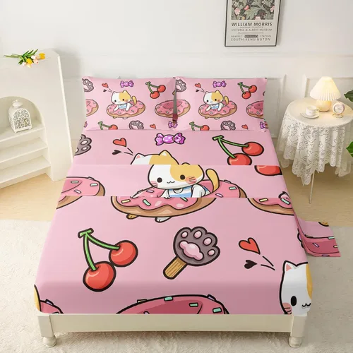 Miniatura 11 de QOOMO Sábanas Kawaii de Conejo para Niños Tamaño Twin, Juego de Sábanas de Cama Kawaii Bunny con Bolsillo Profundo de 16", Juego de Sábanas