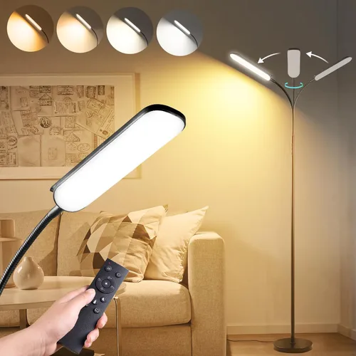 Miniatura 9 de Marctronic Lámpara de pie blanca, lámpara de pie LED brillante de 18W 1800LM para sala de estar dormitorio, lámpara de pie regulable con Blanco