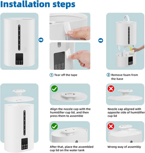 Miniatura 2 de Humidificadores de 6 L para dormitorio, habitación grande, hogar, humidificador fresco y cálido para bebés y plantas, humidificadores de escritorio