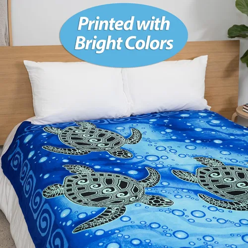 Miniatura 4 de Dawhud Direct Manta de vellón de tortuga marina para cama, 50x60 pulgadas, manta de felpa súper suave del océano - Tamaño queen I Tortugas marinas