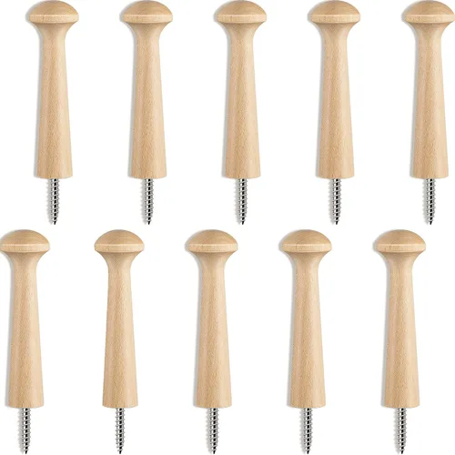 Clavijas de madera con rosca de madera de 2.9 pulgadas de largo, estantes de madera sin terminar para colgar ropa, sombreros, toallas y más colores