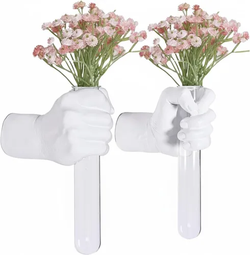 Miniatura 17 de 2 piezas de esculturas de pared, florero de manos para decoración del hogar, escultura artística de montaje en pared, estatua de arte de pared