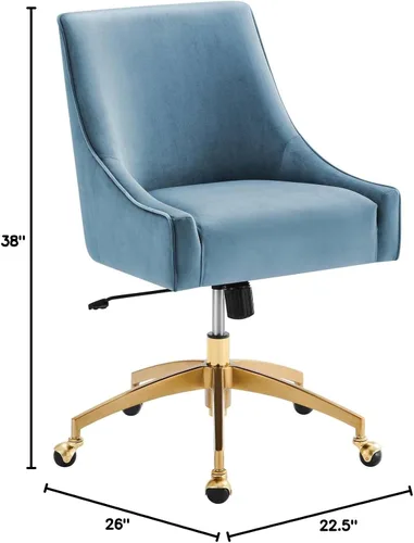 Miniatura 3 de Modway Discern Performance - Silla de oficina giratoria de terciopelo en color azul claro