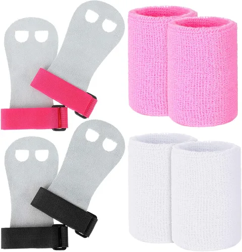 Miniatura 8 de 2 juegos de muñequeras de agarre para gimnasia para niños y jóvenes, protección de palma y soporte de muñeca, accesorios deportivos para ejercicio