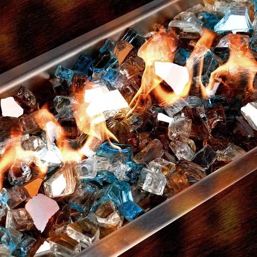Miniatura 3 de Mr. Fireglass Vidrio de fuego reflectante mezclado de 10 libras para fogata, chimenea y paisajismo, rocas de vidrio de fuego de colores mezclados