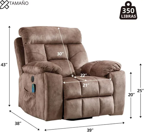 Miniatura 2 de CANMOV Silla reclinable eléctrica grande con masaje y calor para personas mayores grandes y altas, sillones reclinables amplios y mullidos con 2