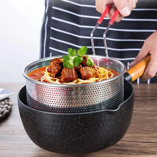 Miniatura 2 de Colador de fideos de acero inoxidable Filtro de alimentos fritos Colador Colador Cuchara Colador Cesta