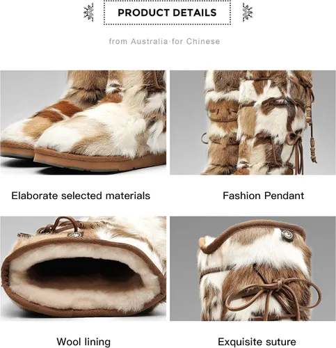 Miniatura 7 de AU&MU Aumu Womens Comfort Suede Fur Shearling Stylish Knee High Winter Snow Boots Women Sheepskin