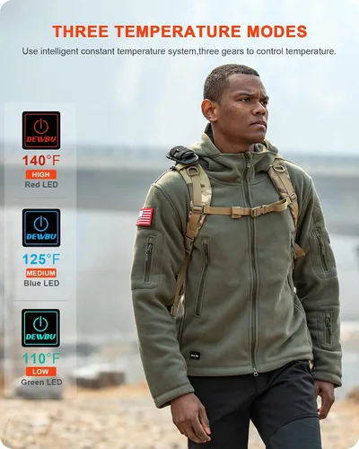 Miniatura 4 de DEWBU Heated Jacket Polar Fleece with 12V Battery Pack Soft Fleece Electric Heating Hoodie