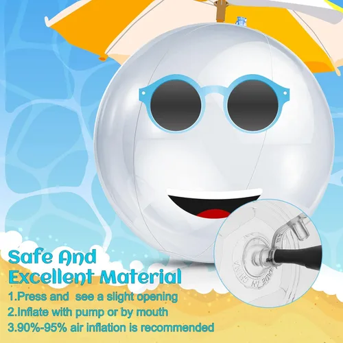 Miniatura 4 de Zhanmai 6 bolas inflables transparentes de playa de 16 pulgadas transparentes para piscina, globos flotantes para decoración de fiestas bajo el mar