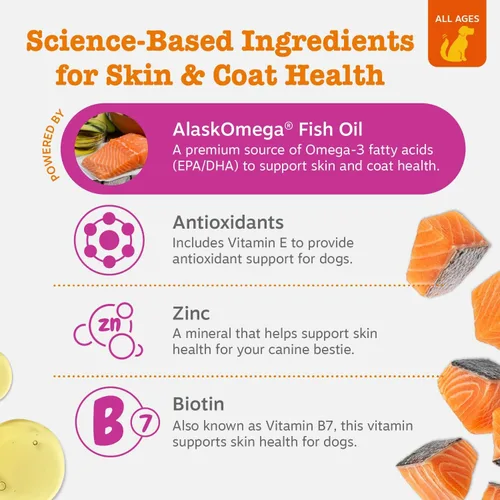 Miniatura 3 de Zesty Paws Aceite de salmón para la piel y el pelaje de perros, masticables de aceite de pescado Omega 3, masticables para aliviar la alergia