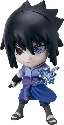 Chibi Masters Bandai Sasuke Uchiha Figura de anime | Juguete de Sasuke de 3.1 in de Anime Merch en pose de acción | Mini figura en caja con ventana