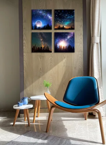 Miniatura 2 de DJSYLIFE Decoración de pared de galaxia para habitación de niños, lienzo de arte de pared, nebulosa colorida, pintura cósmica estrellada, póster