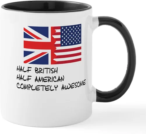 Miniatura 12 de CafePress Born American, British By Hea Taza de café de cerámica de 11 oz (11.0 fl oz)
