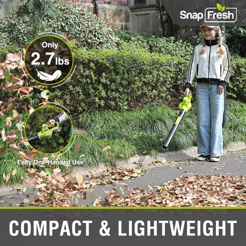 Miniatura 5 de SnapFresh Soplador de hojas inalámbrico - Soplador eléctrico de hojas de 20 V con batería de 2.0 Ah y cargador - Soplador de hojas ligero de 2