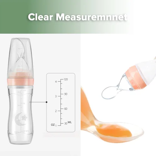 Miniatura 6 de Haakaa Comedero de silicona para bebés de 4 onzas, comedero de cereales para bebés, alimentador de alimentos frescos para bebés, botella de Melocotón