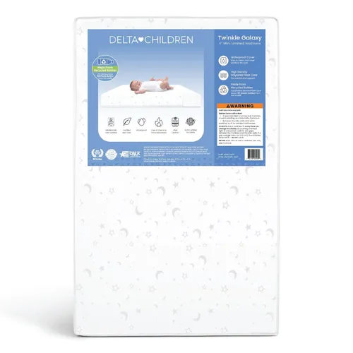 Miniatura 10 de Delta Children Twinkle Galaxy - Colchón para cuna y para niños pequeños de doble cara - Núcleo de fibra de origen sostenible premium - Impermeable