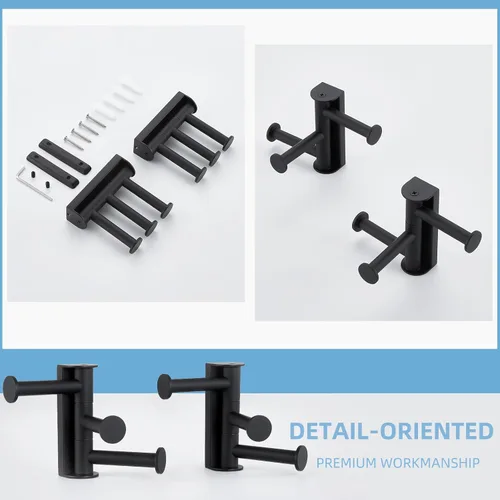 Miniatura 8 de Angle Simple Gancho giratorio para toallas mate negro, 2 paquetes, SUS 304 gancho de acero inoxidable para abrigos y batas para baño Negro mate